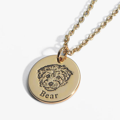 Custom Engraved Pet Face Necklace