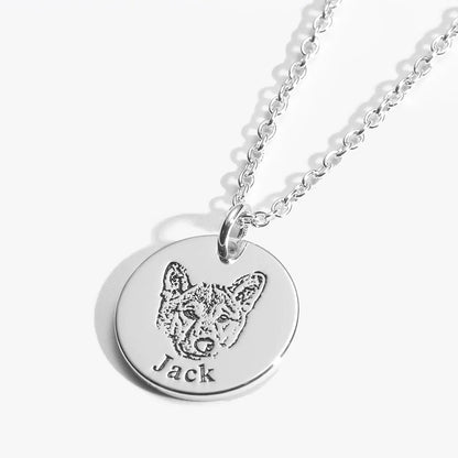 Custom Engraved Pet Face Necklace
