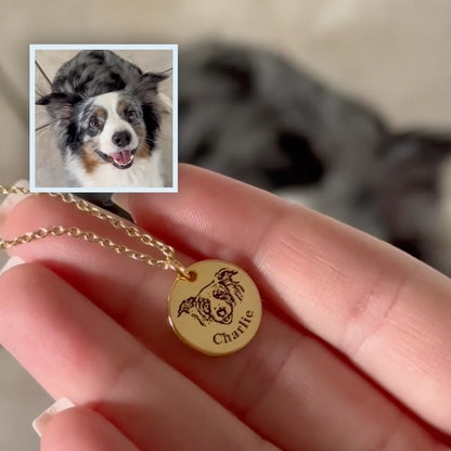 Custom Engraved Pet Face Necklace